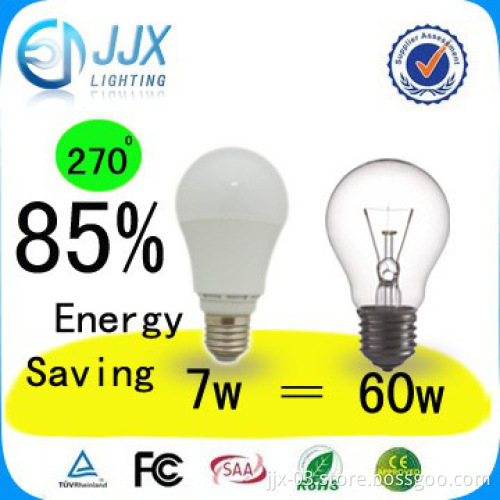 E27 7w led bulb light 650lm CRI80 ,60w incandescent replacement